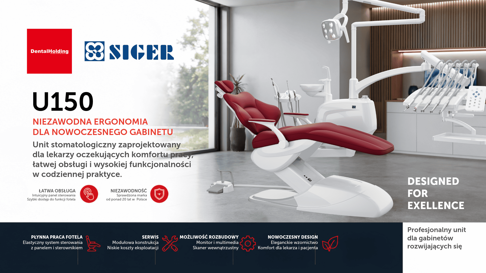 Unit stomatologiczny SIGER U150 – fotel dentystyczny do nowoczesnego gabinetu