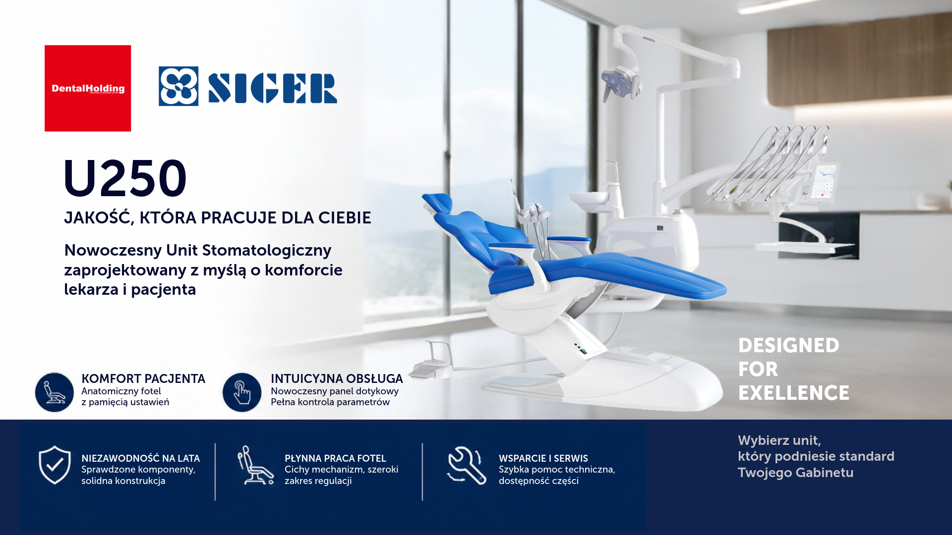 Unit stomatologiczny SIGER U250 – fotel dentystyczny do nowoczesnego gabinetu