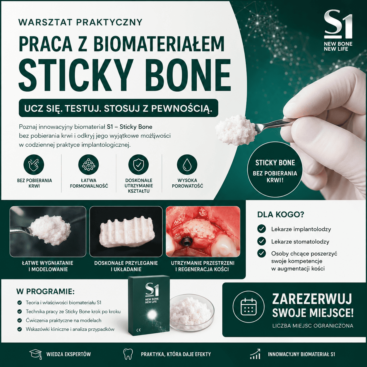 Sticky Bone S1 - praktyczny warsztat z biomateriałów